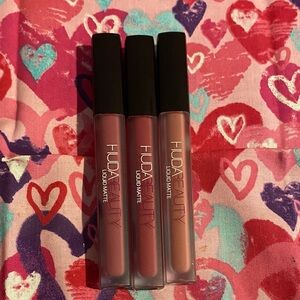 Lot of 3: HUDA BEAUTY Liquid Matte Lipstick Trio - venus, icon, gossip girl